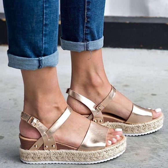 remy espadrille sandals rose gold